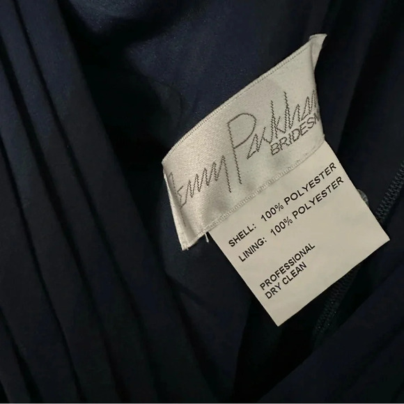 Jenny Packham 3/4 Sleeve Navy Blue Chiffon V-Neck Floor Length Gown Size 8 NWT - Picture 12 of 14